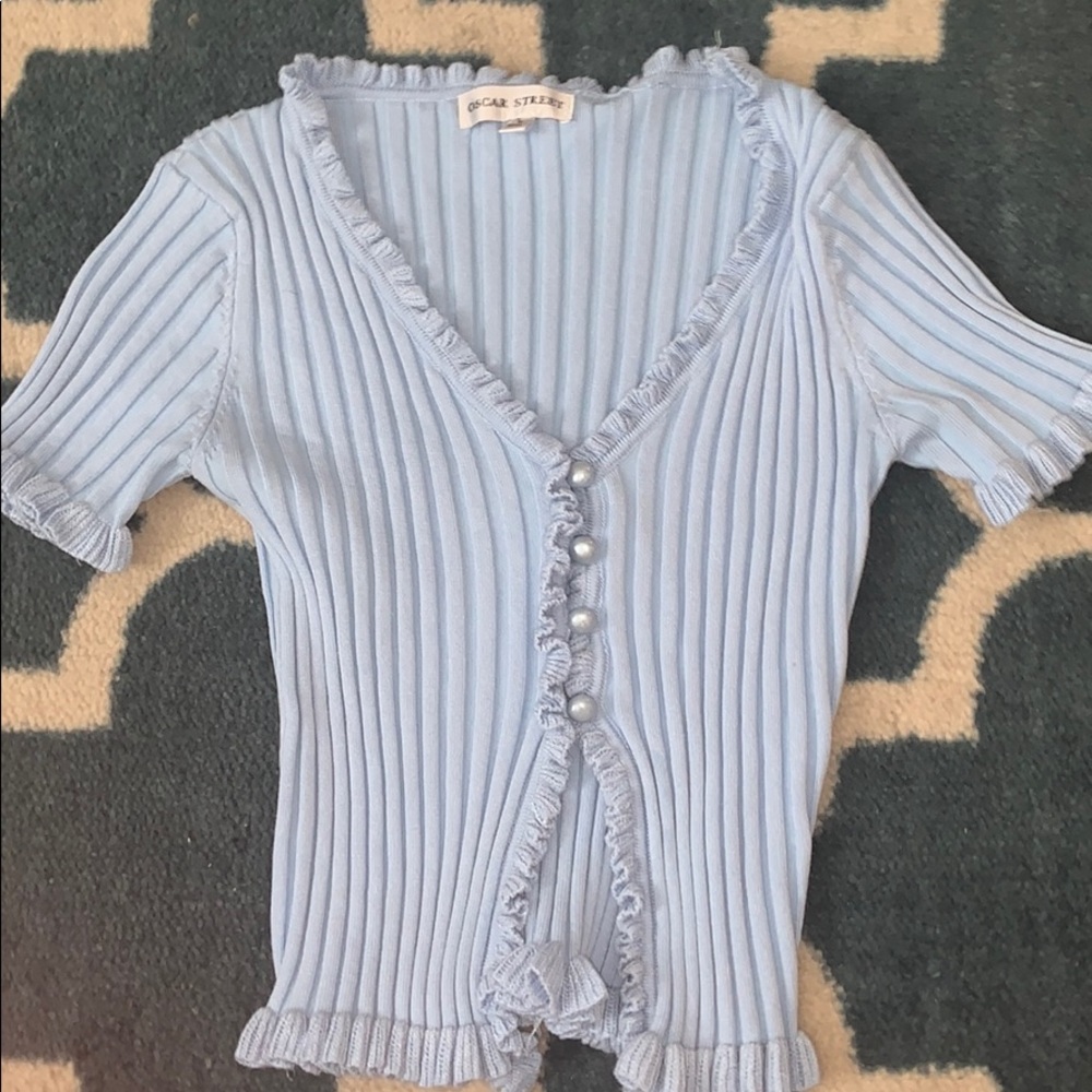 Ribbed blue button up crop top from verge girl